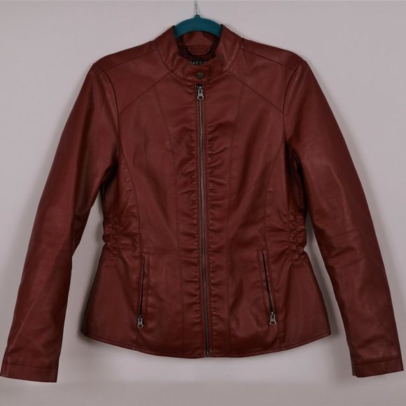 Baccini | Jackets & Coats | Baccini Red Faux Leather Moto Jacket Size Small | Poshmark